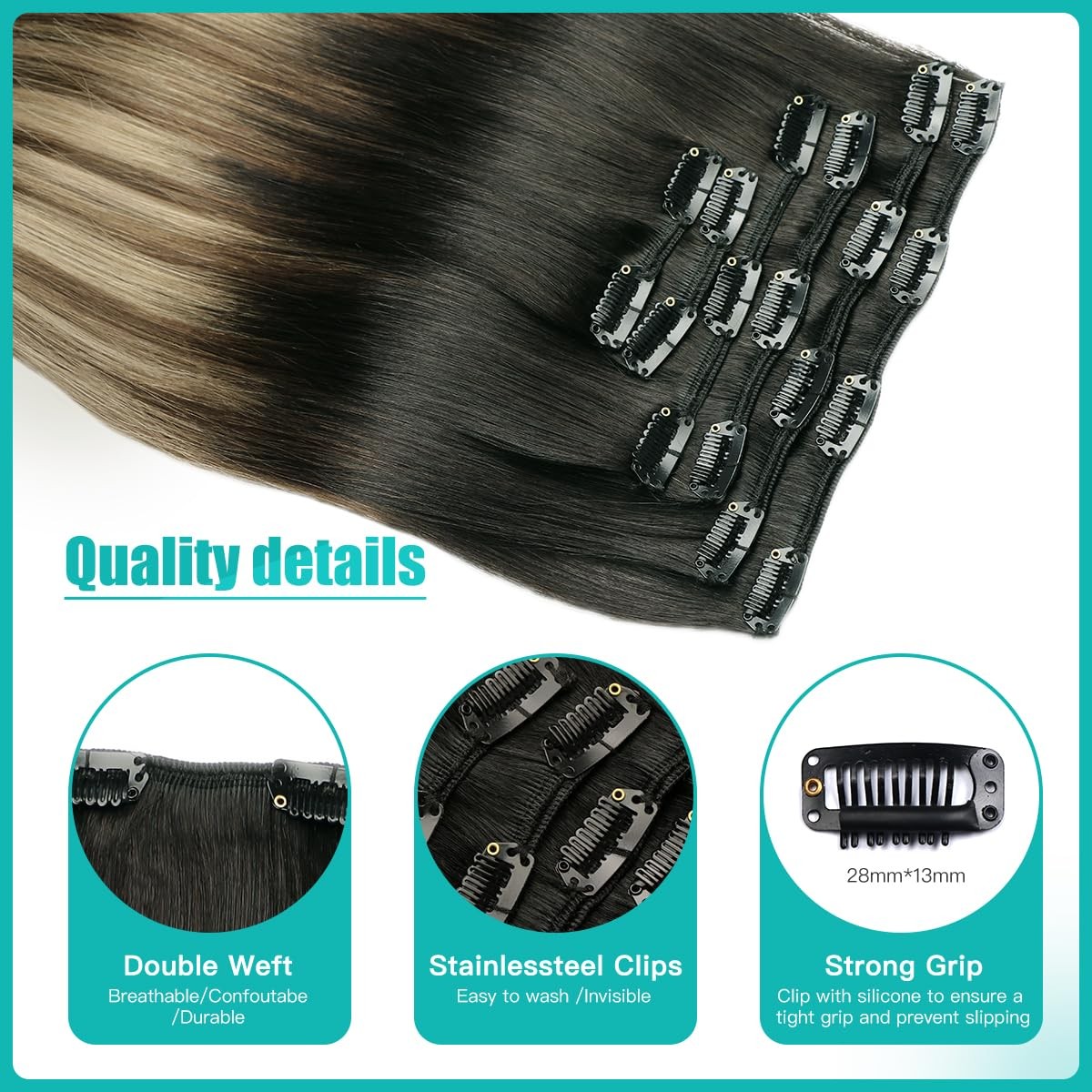 Surnel Clip In Hair Extensions Natural Black To Chocolate Brown And Caramel