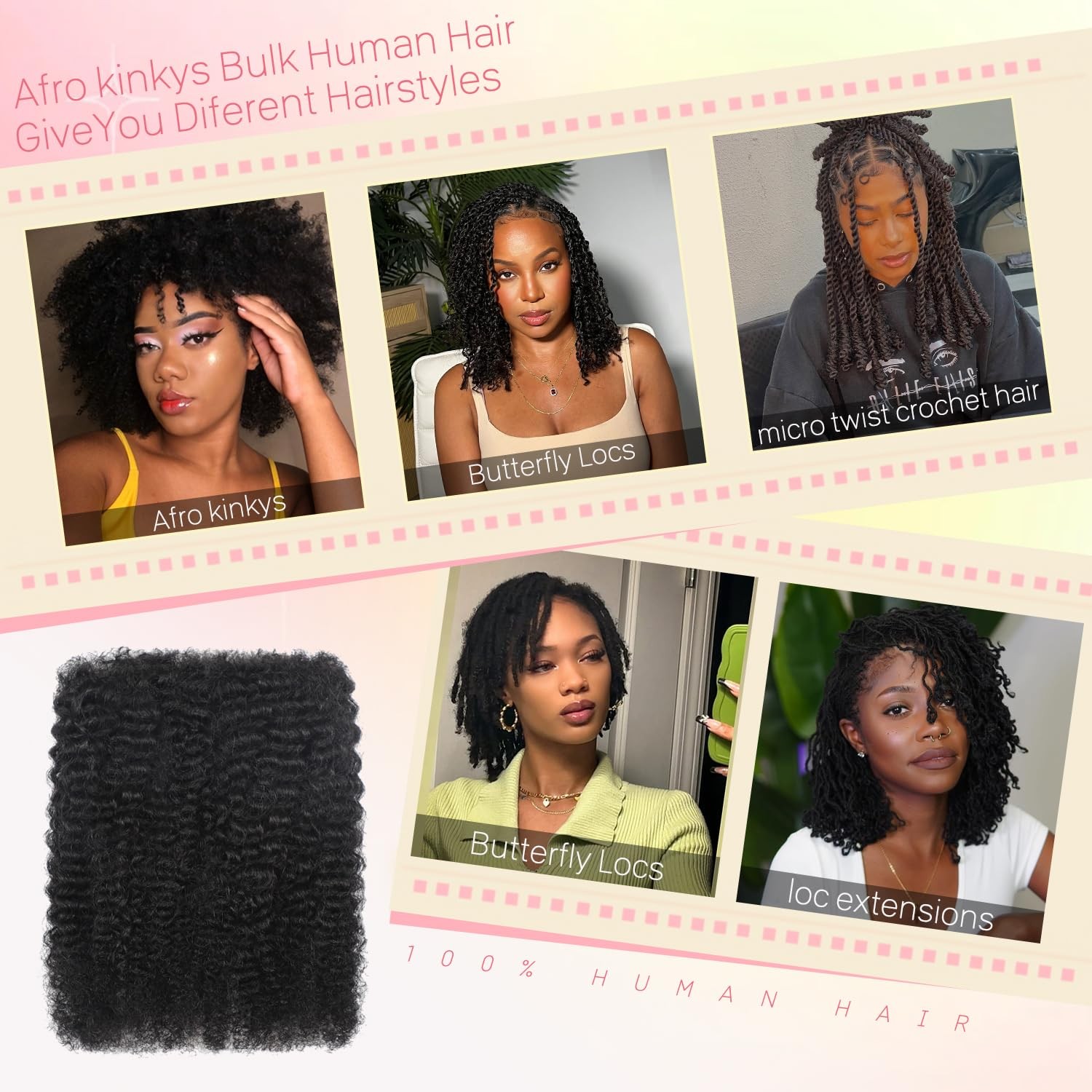 Bdsl Afro Kinkys Bulk Human Hair For Braiding Afro Kinky-Curly Human Hair Bulk