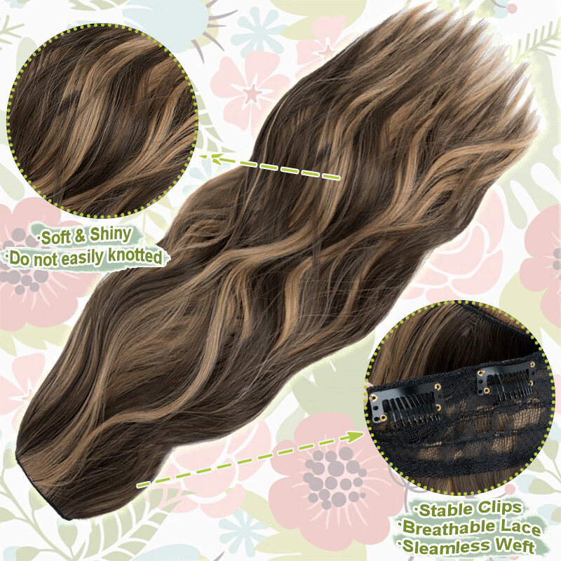 V Shape 5Clips Hairpiece One Piece Extra Thick Clip in Hair Extensions Full Head