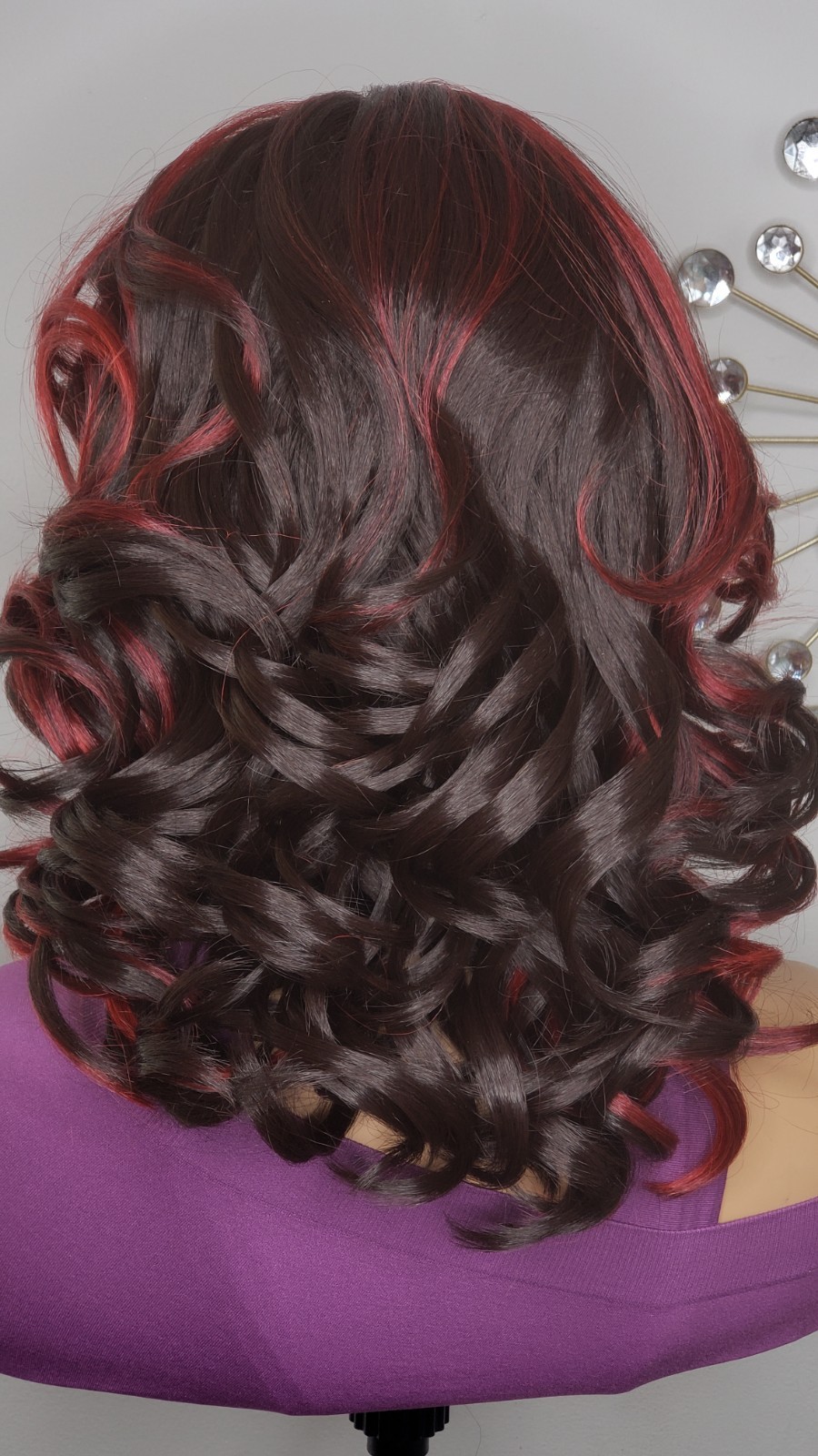 New 99J Red Wine Curly 13×4 Free-Part Lace Frontal Wig Womens Fashion Hair Wigs