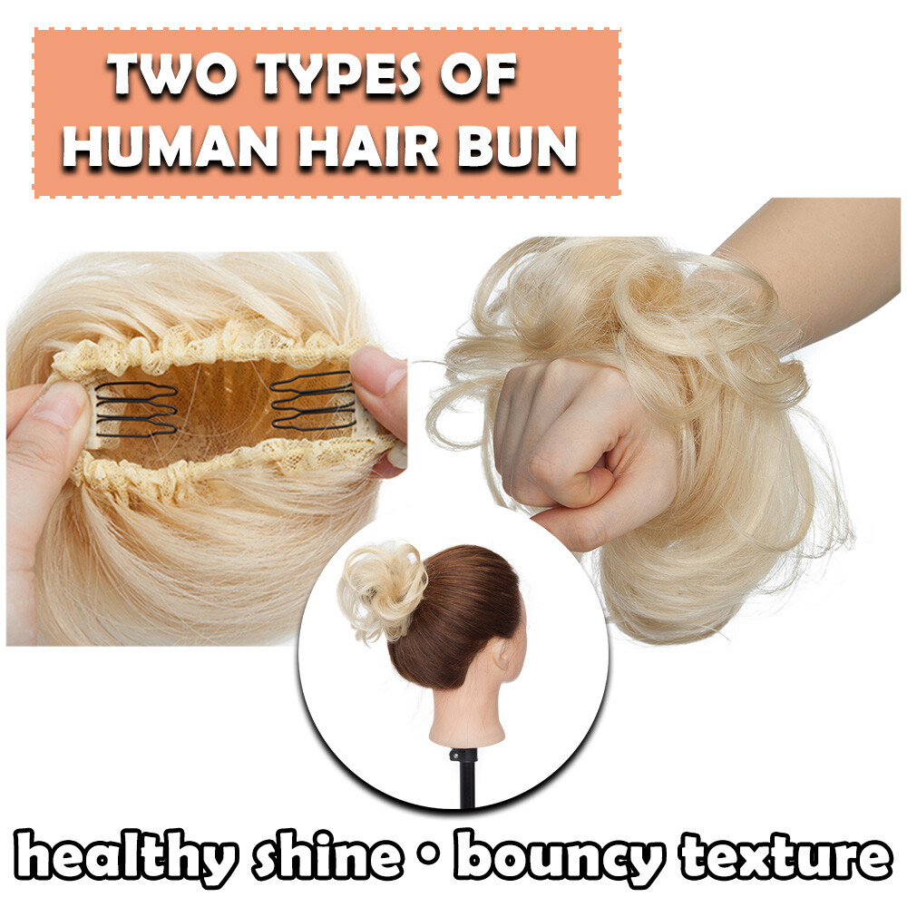 REMY Messy Bun Piece Clip In 100% Human Hair Extensions Updo Scrunchie Pony Tail