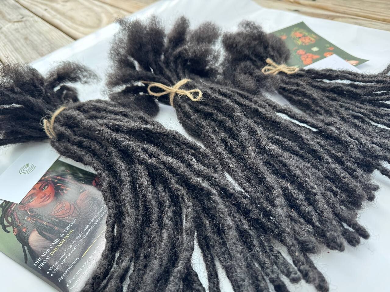 Textured interlocd human hair Dreadlock extensions, blunt tips, length: 4 ”- 60