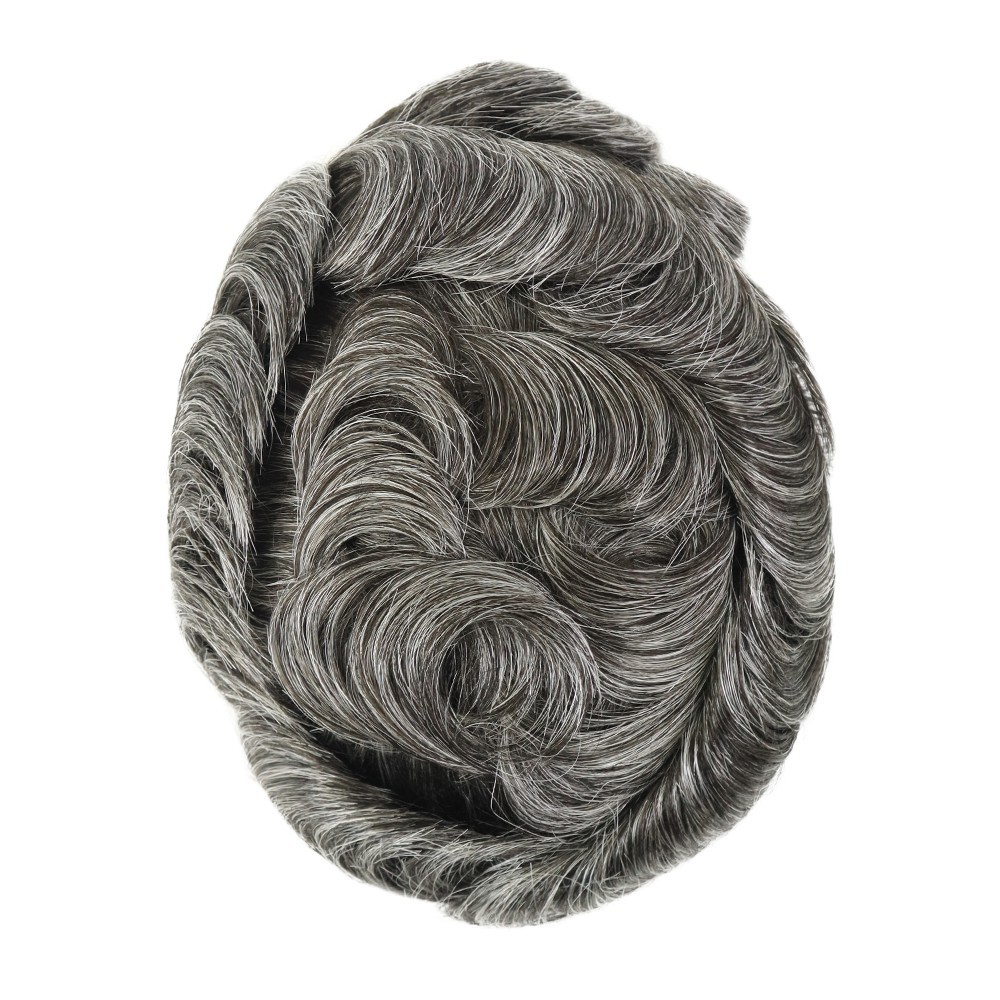 Toupee For Mens Human Hair Replecement System French Lace Thin Skin Hairpiece Q6