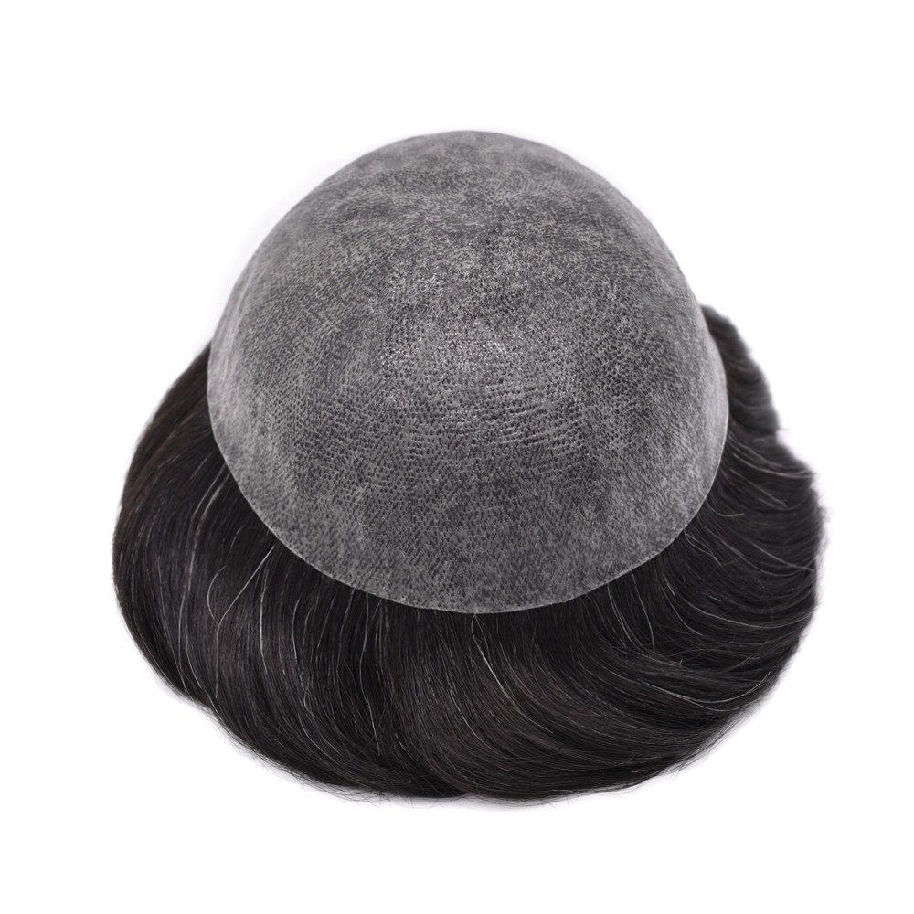 Men Human Hair Piece Replacement Systems Thin Skin Full Poly Toupee Hair Units