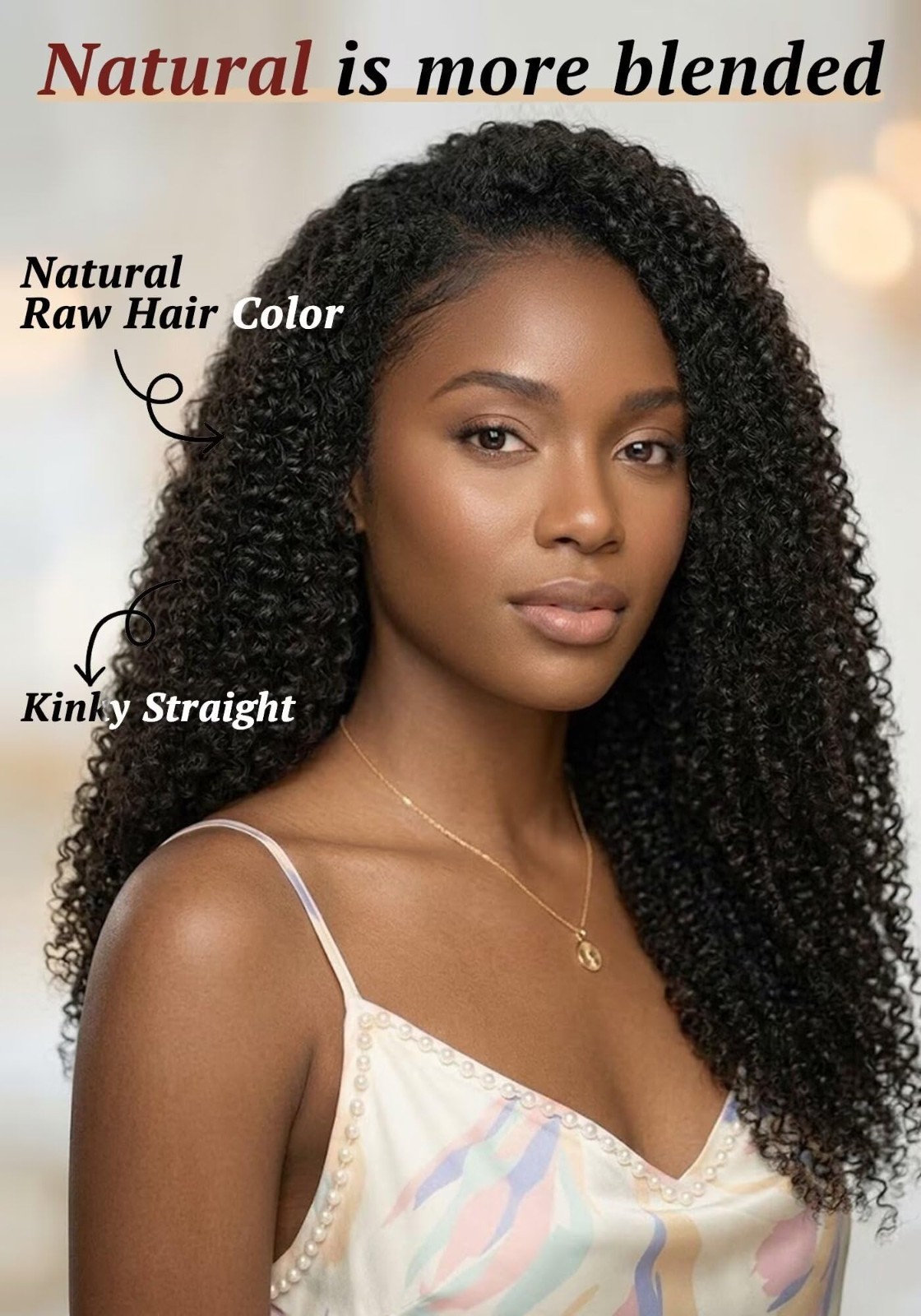 Seamless Clip-In Hair Extensions 135g 7pcs, 20″ Curly Real Human Hair, Natural C
