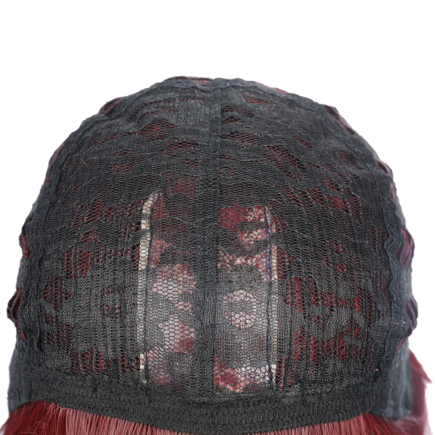 55cm/21in Synthetic Wine Red Wigs with Bangs Heat Resistant Fiber Wigs for Women