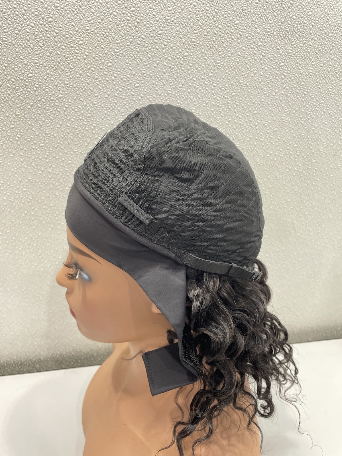 Wenyan Natural Black Deep Wave Human Hair Headband Glueless Wig, 12″
