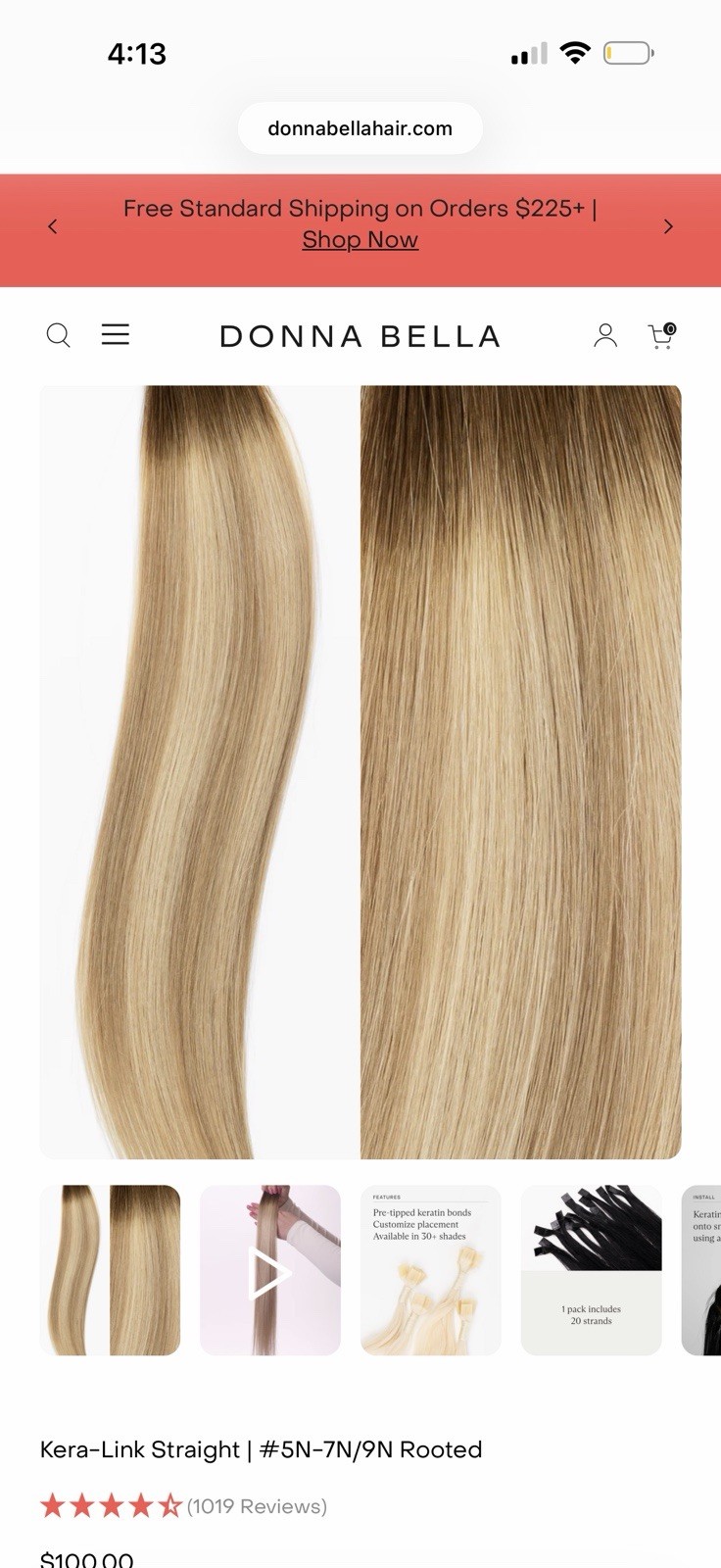 Donna Bella Hybrid Weft Extension Full Pack 18” 5N-7N/9N Rooted New Remy