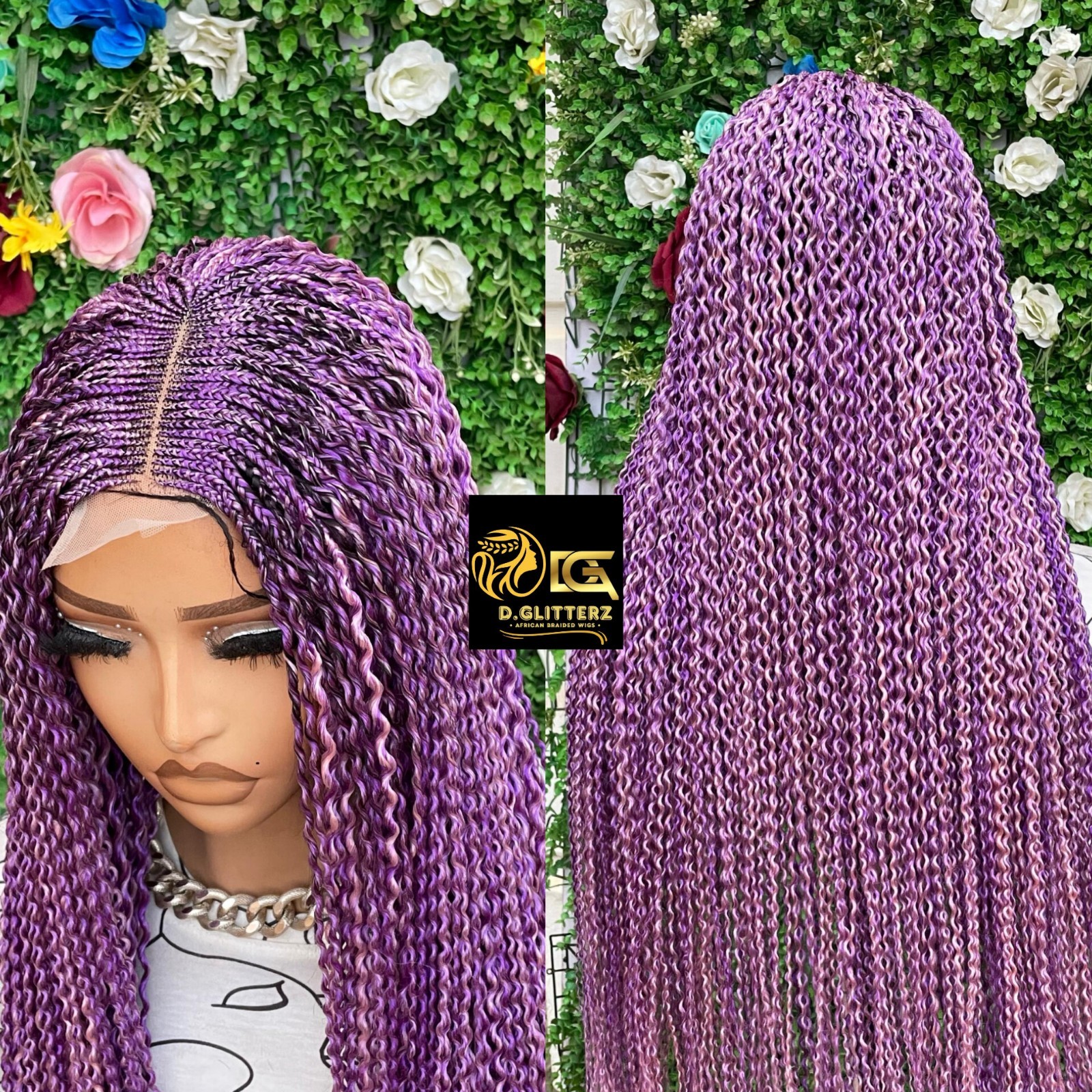 WATERMELON BRAIDED WIG ON 2*4 LACE CLOSURE 35″