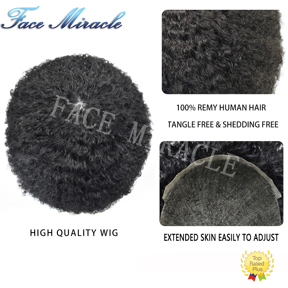 All PU Afro Toupee for Black Men African American Man Hairpiece Human Hair Wig
