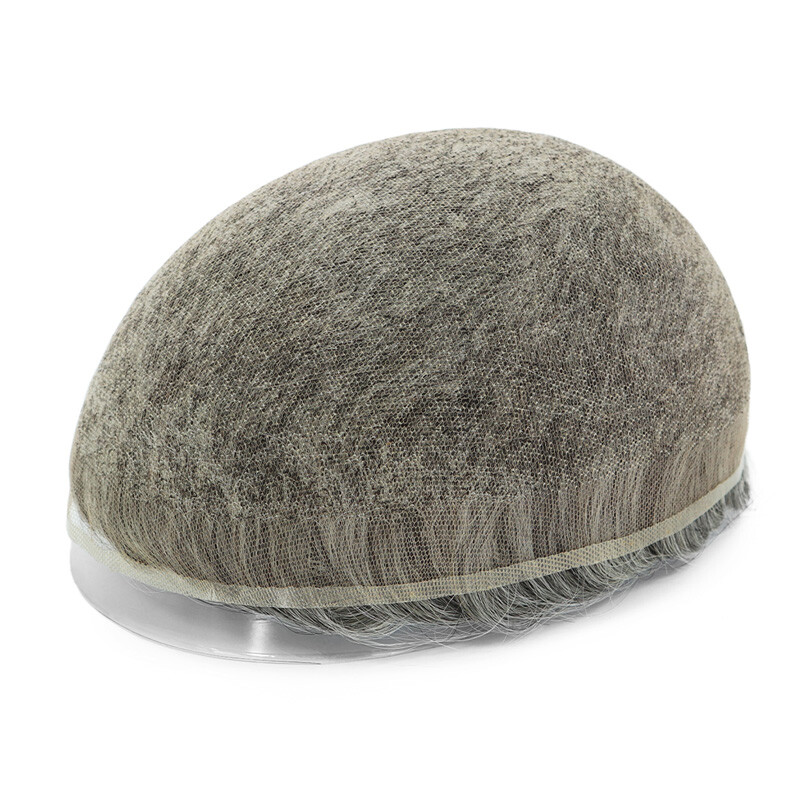 Toupee For Mens Full French Lace Human Hair Replecement System Natural Hairpiece