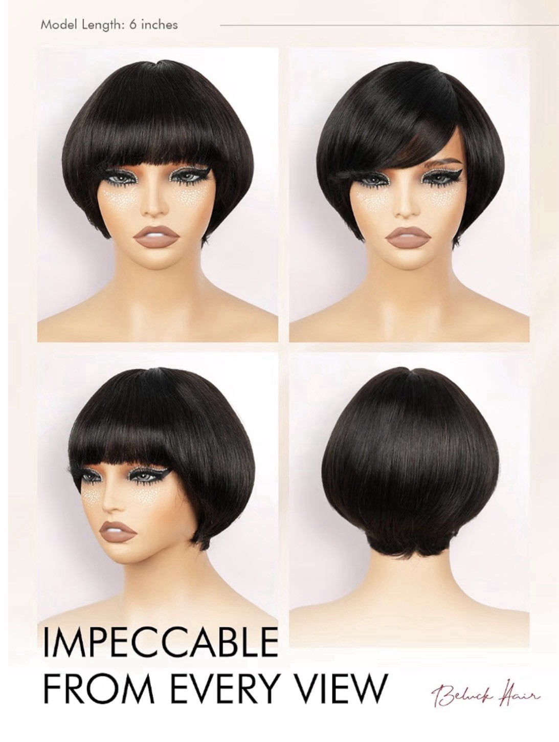 Short Pixie Cut Human Hair with Bangs Glueless Daily Wig