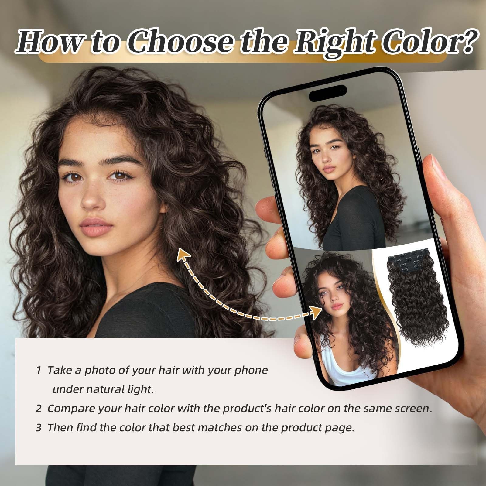 Clip in Hair Extensions 4 PCS, 16 Inch Short Wavy Curly Clip on Hair Extensio…