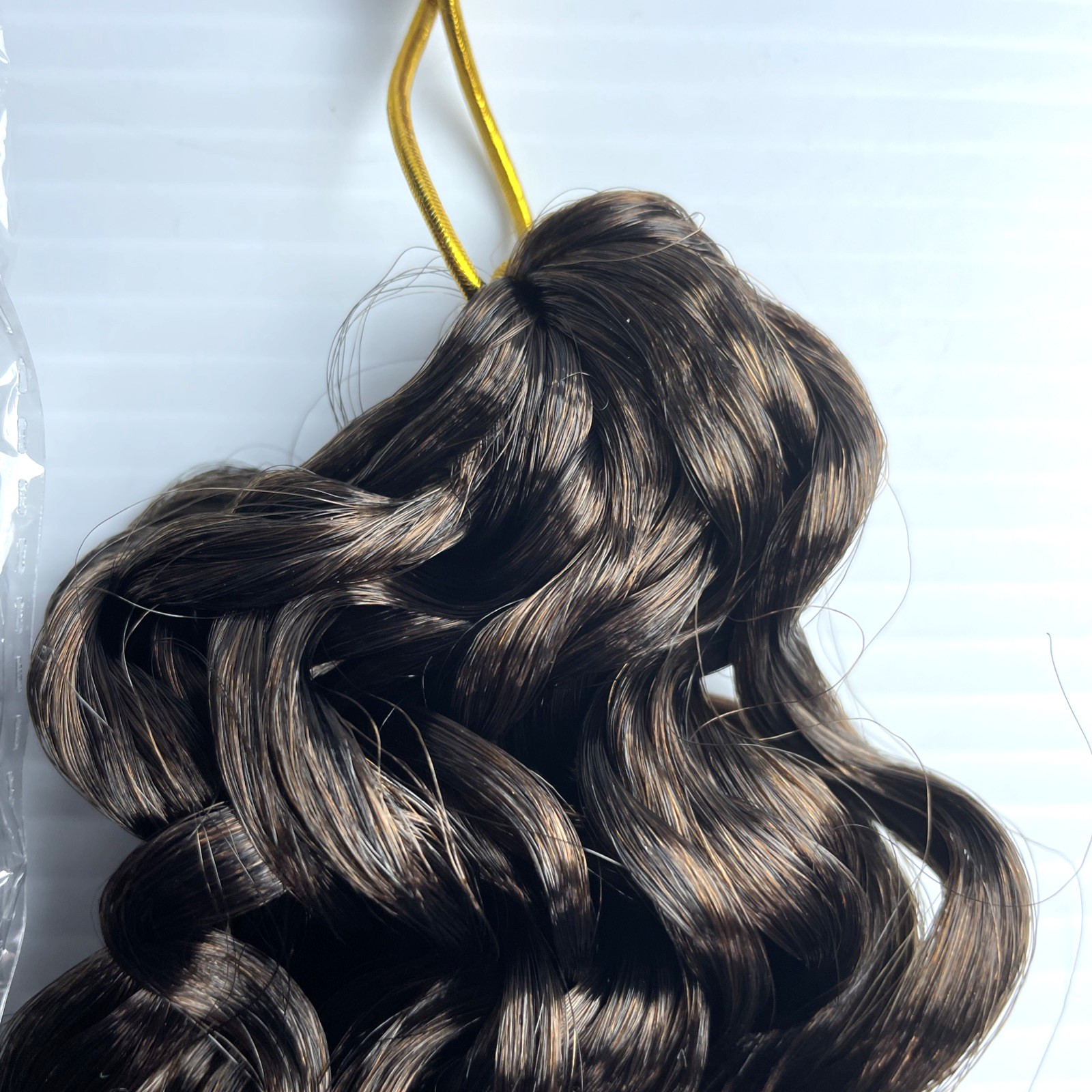 14 inch 6 pack curly crochet hair beach curl water wave Ombre Brown + Hoop