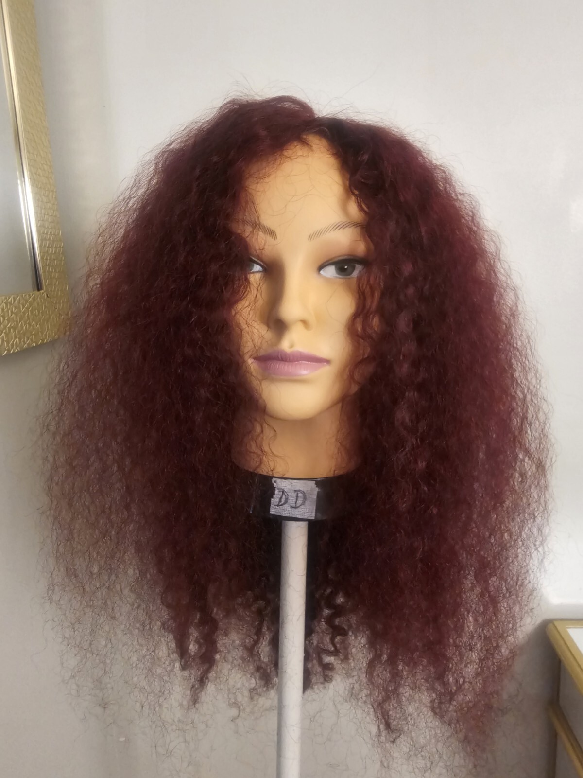 High Quality regular Top Reddish 24″ curly wavy 100% Virgin Human Hair Lace Wig