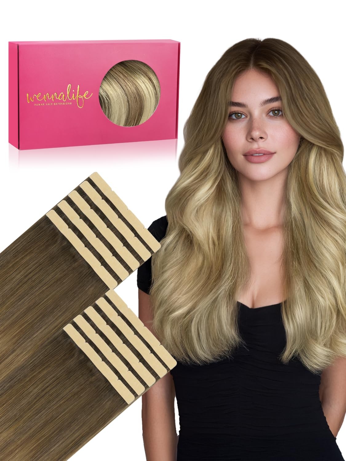 8cm Tape in Hair Extensions Real Human Hair, Tape Weft Hair Extensions Human …