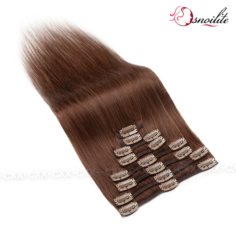 Smooth&Soft 100% Human Hair Extensions 8 Pieces Clip In Real Remy Hair FULL HEAD