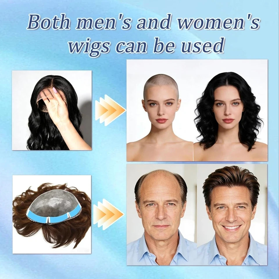 64 Pcs Waterproof Double-Sided Wig Tape for Lace Wigs & Toupees (Blue)