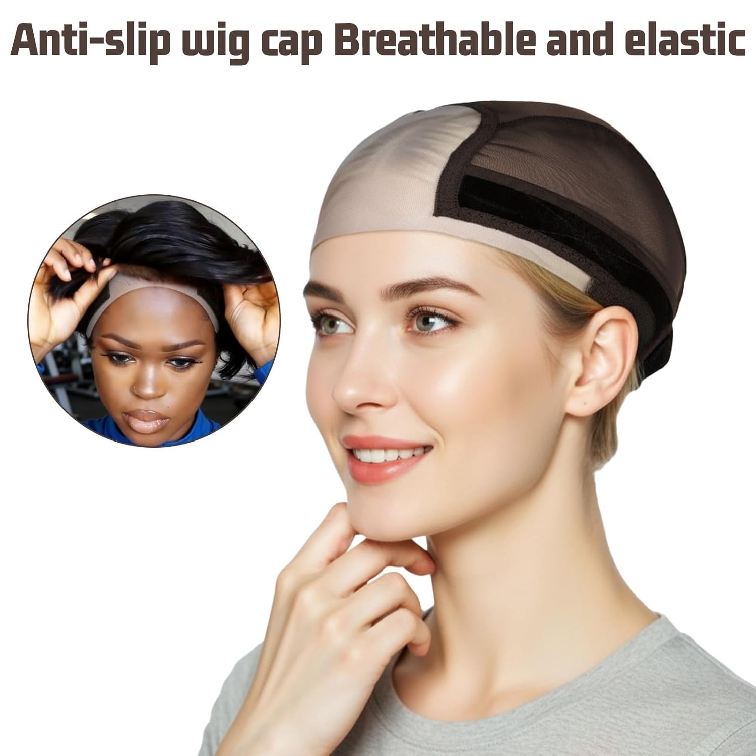 Non Slip, Glue less Wig Grip Cap with 4×5 Transparent Swiss Lace Front