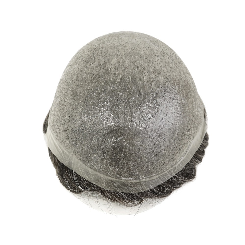 Mens Toupee Ultra Thin Skin 0.02mm Human Hair Replacement System Hairpiece #1740
