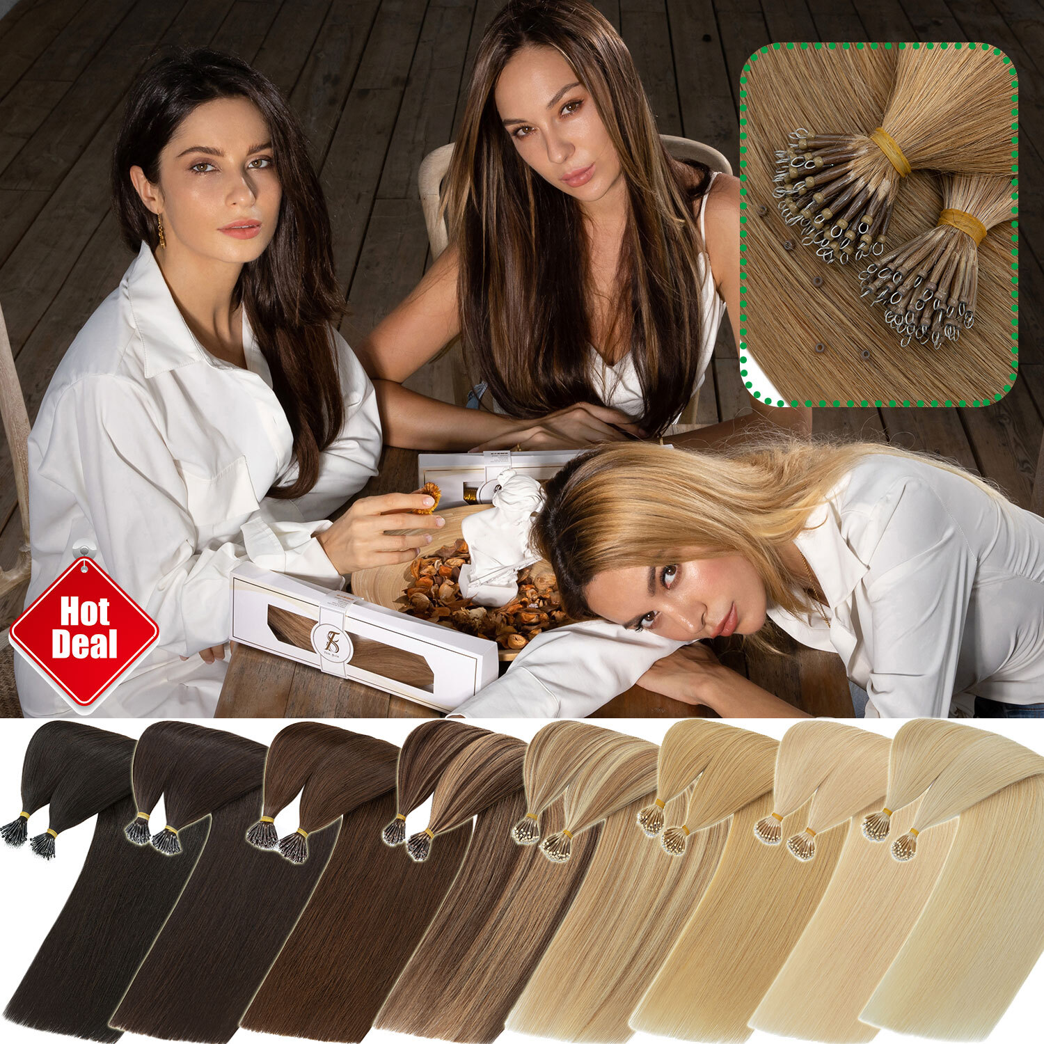 14″-24″ Nano Ring Hair Extensions Nano Bead 100% Real Remy Human Hair THICK 200S
