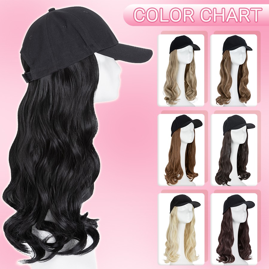 US Cap With Hair Extensions Baseball Hat Straight Wavy Beanie Sun Hat Hairpiece