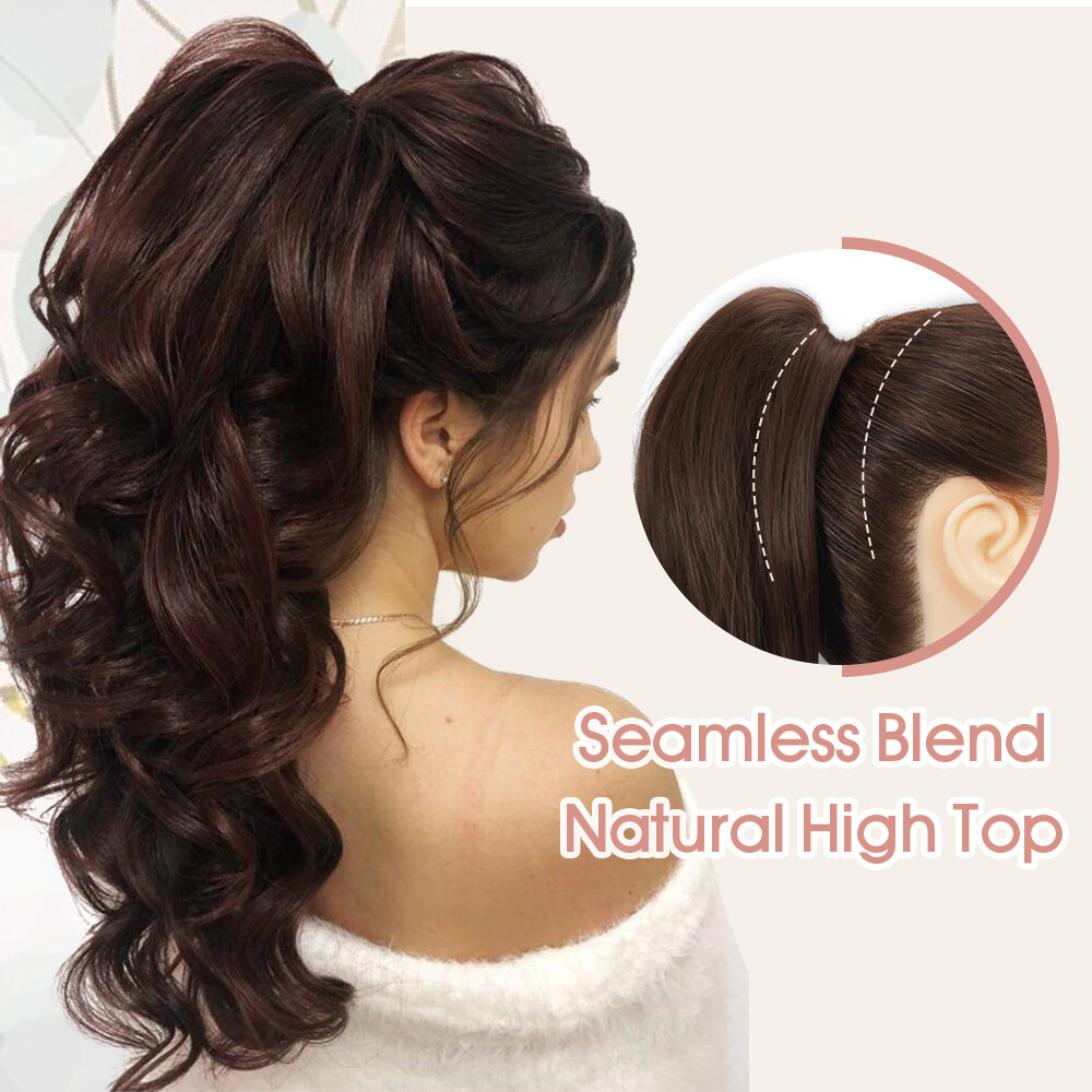 Claw Ponytail Long Curly Pony Tails Clip In Hair Extension Brown Highlight Thick