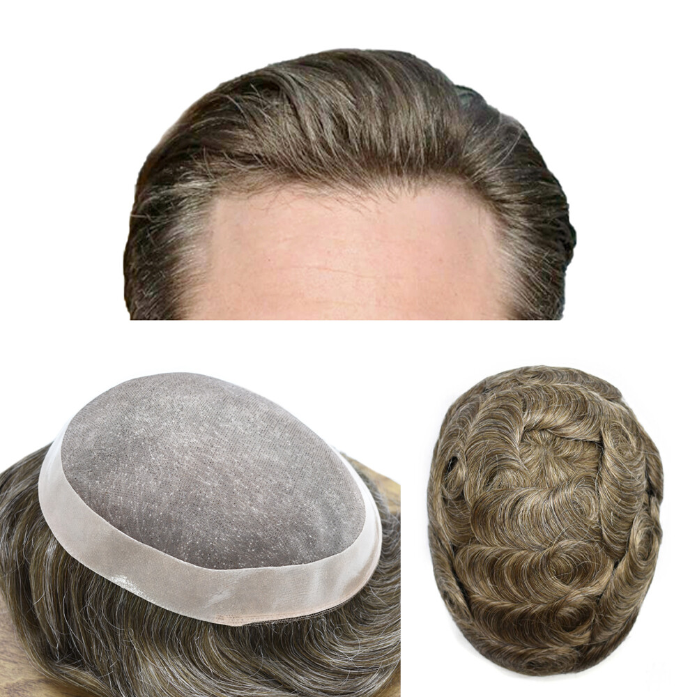 Mens Hair Replacement Fine mono Toupee All Colors Hairpiece PU System Men Wig US