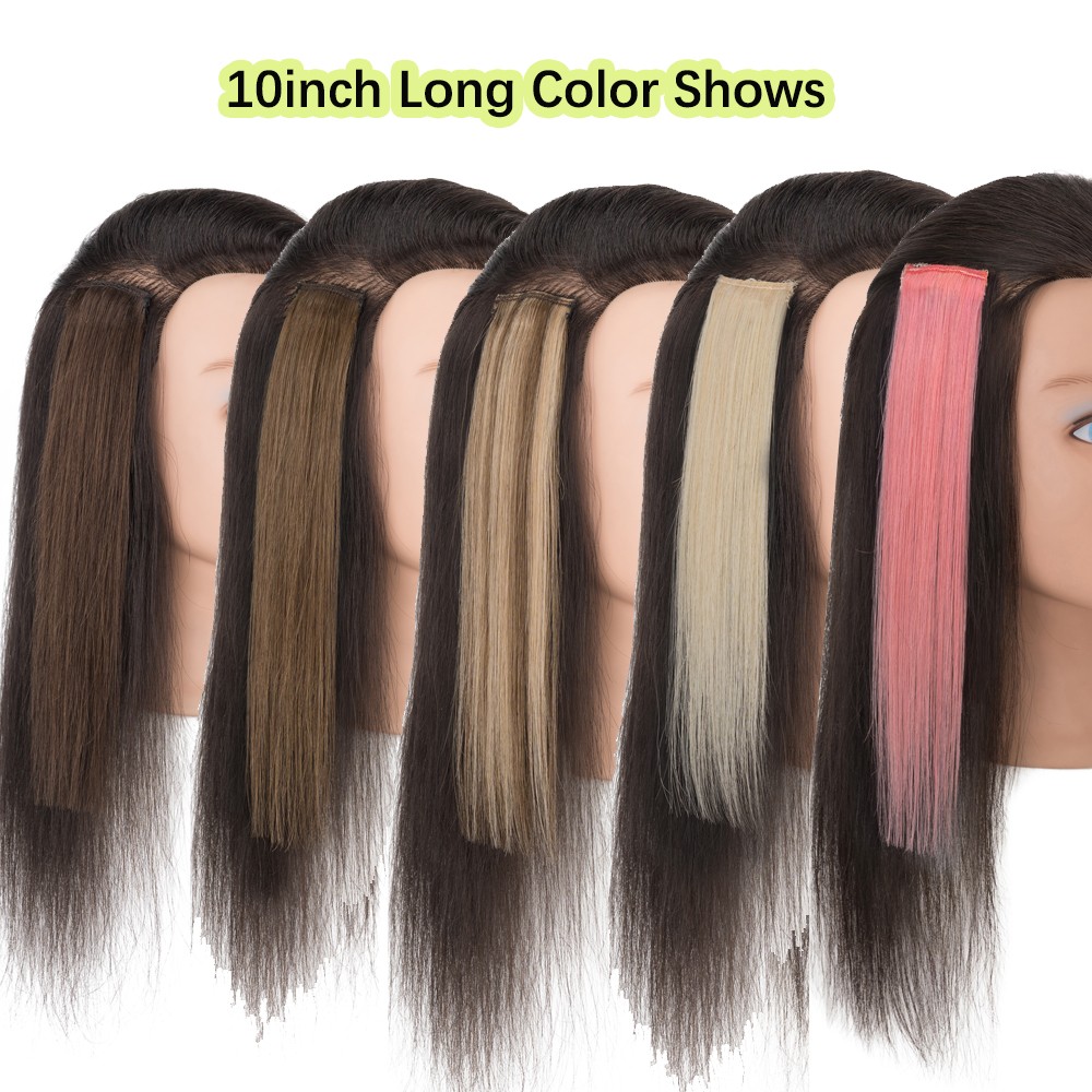 6pcs 6 Clips in Remy Human Hair Extensions Hairpiece Short Straight Highlight US