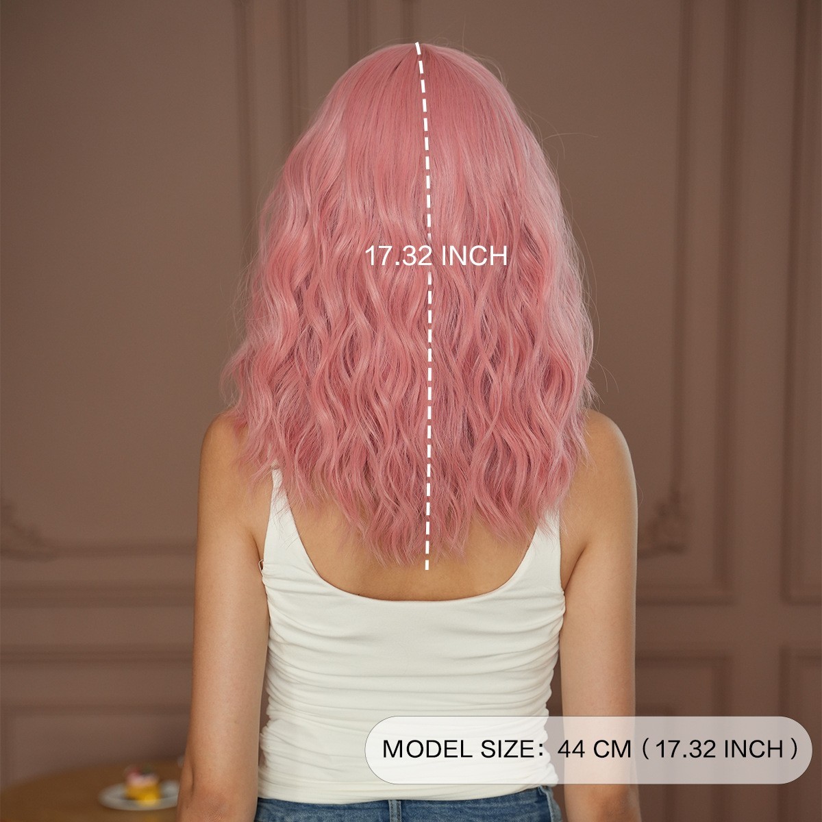 Pink Wavy Wigs With Bangs Short Bob Wavy Wigs for Women Curly Synthetic Cosplay