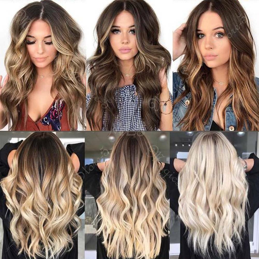 Body Wave Clip In Full Head Double Weft Remy Human Hair Extensions Thick Colored
