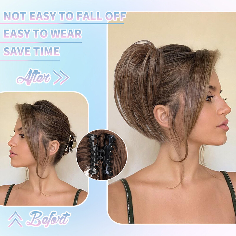 Natural Clip on in Messy Bun Hair Piece Extension Wedding Claw Clip Updo Hair US