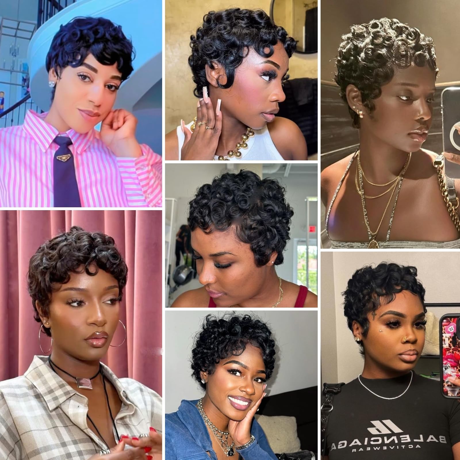 Short Curly Pixie Cut Wig for Women – 6 Inch Human Hair, Glueless, Ready to Wear