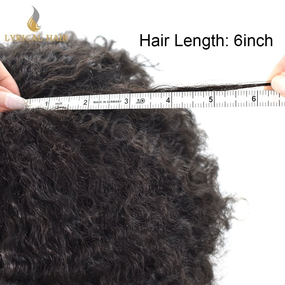 Hair Units For Black Men Injection PU Afro Toupee Kinky Curly Human Hair System