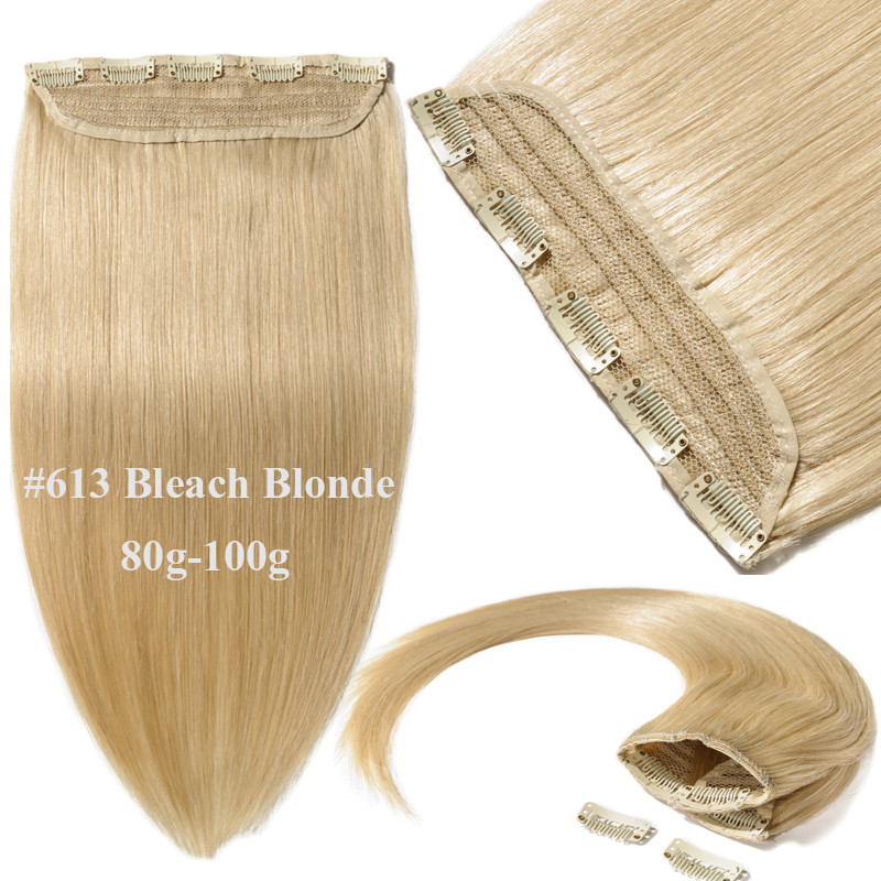 100g Thick One Piece 100% Remy Clip In Human Hair Extension 3/4Full Head Weft US