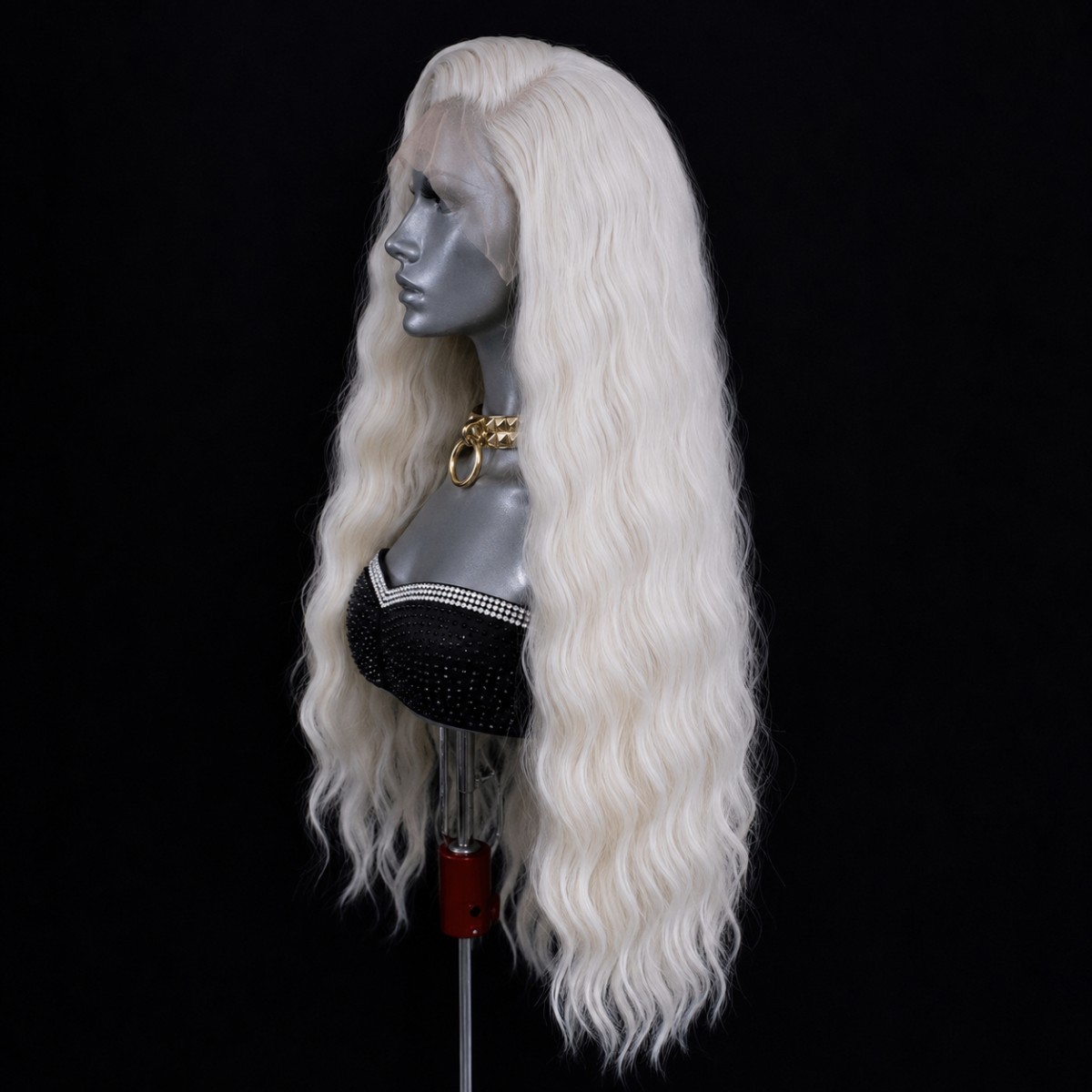 Heat Resistant Synthetic Hair Lace Front Wig Bleach blonde Long Wavy