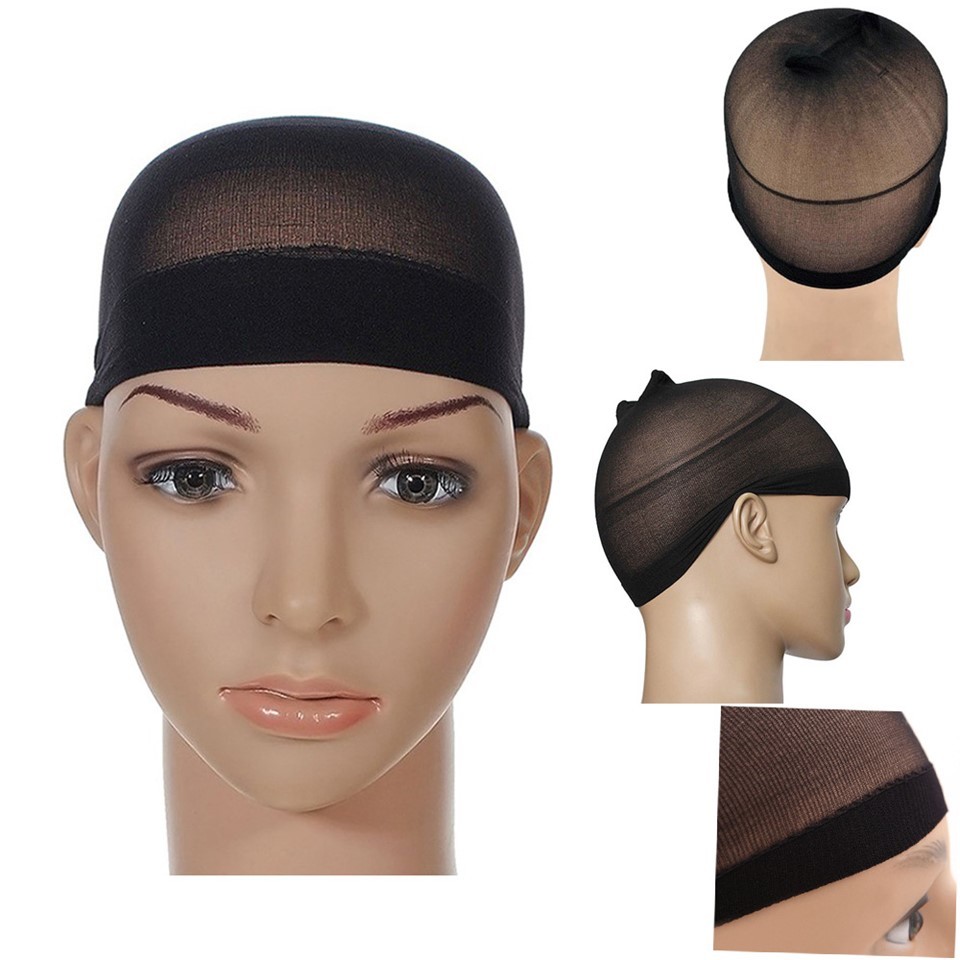 2 pcs Wig Cap Wig Liner Wig Stocking Cap Black Neutral Beige Nylon Stretch USA