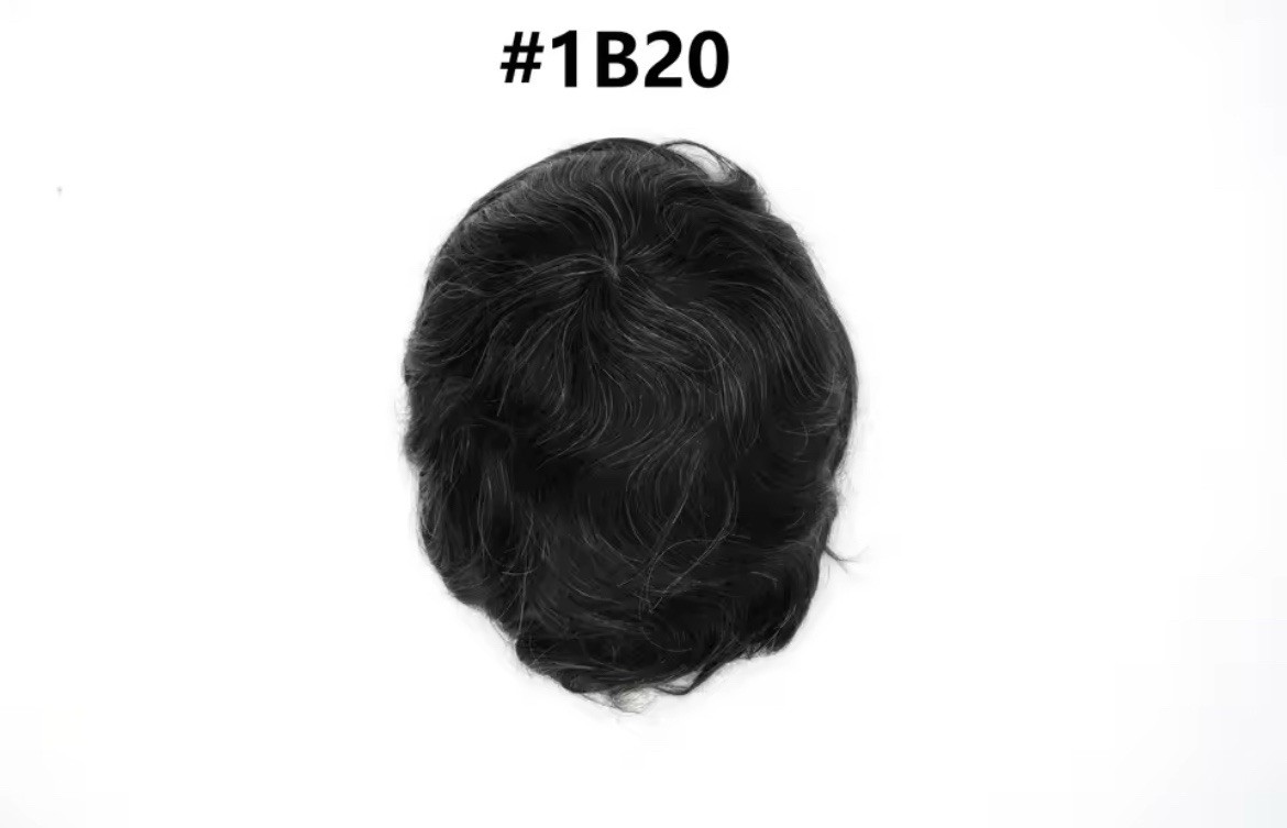 Men’s Human Hair Toupee Hairpiece Transparent Ultra-Thin Skin V-Loop Wavy