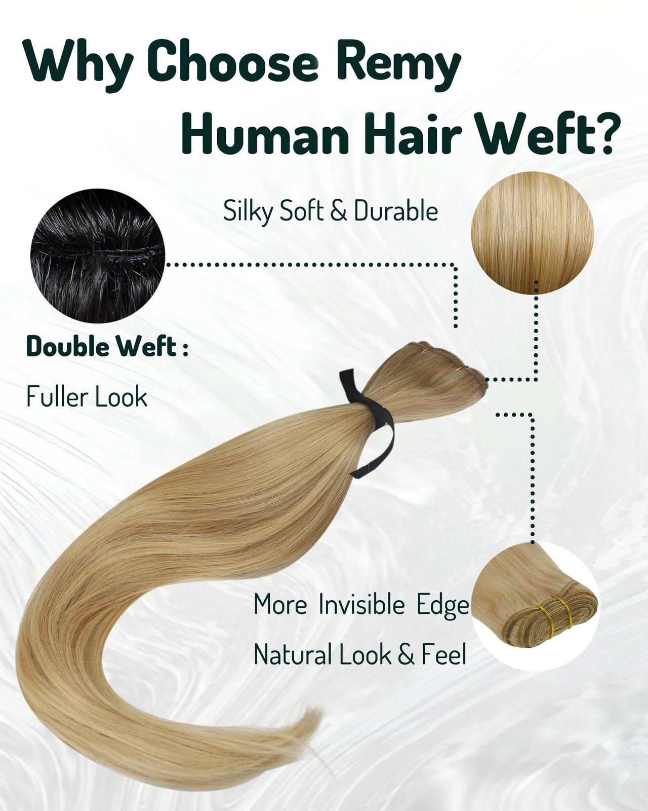 Runature Weft Hair Extensions Human Hair Golden Blonde 12 Inch 70G Sew In Human