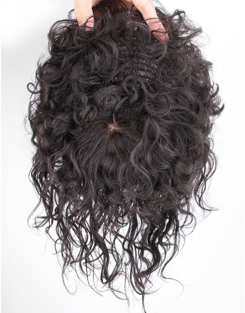 Seamless Fluffy Wavy Curly Wavy Clip Human Hair WigletHairpiece Topper For Women