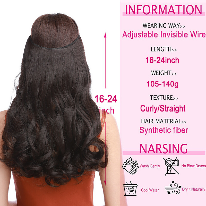 Hidden Secret Wire In Hair Extensions Invisible Head Band Natural Ring Hairpiece