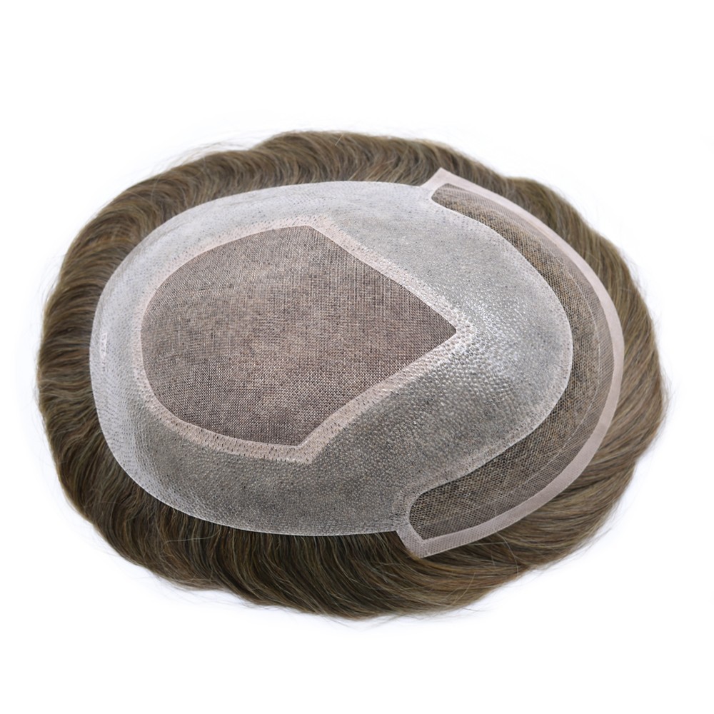 Mens Toupee Hair System Replacement French Lace Front Mono Mens Hairpiece Wig US