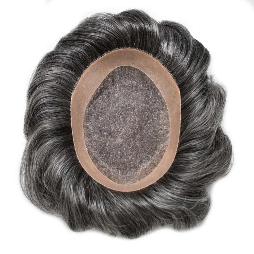 Fine Mono Mens Toupee Poly Skin Hairpiece Human Hair Systems for Men Hair Unit