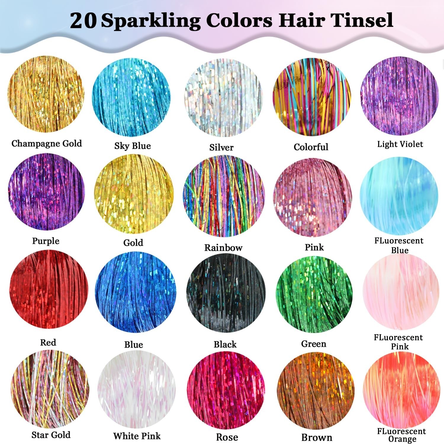 Fashion-Forward Hair Tinsel Kit: 20 Stunning Colors, Includes Easy-Use Tools