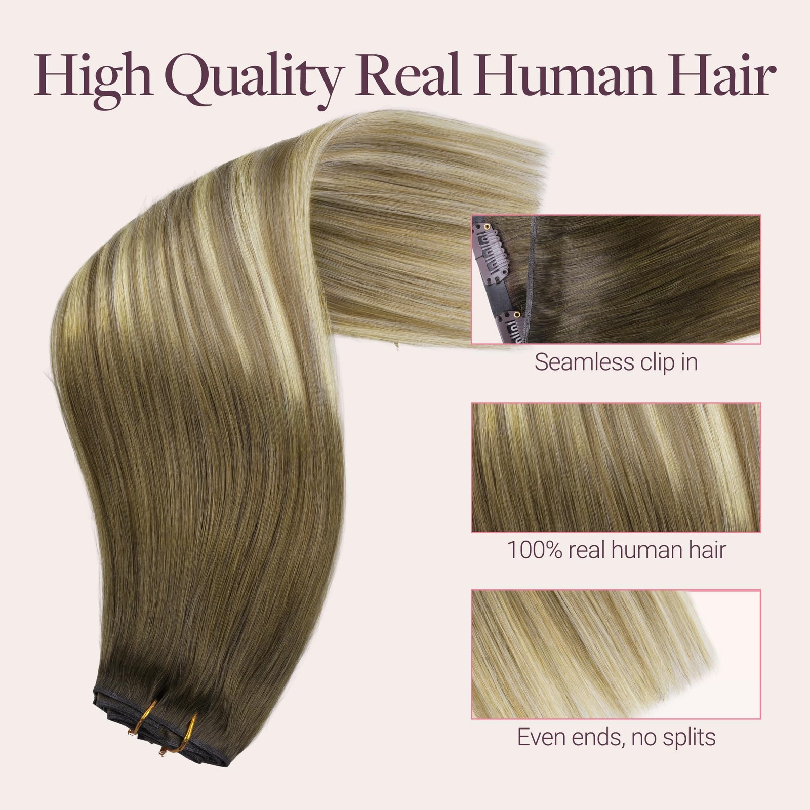 Goo Goo Genius Clip In Hair Extensions 16Inch 140G 7Pcs Seamless Pu Clip In