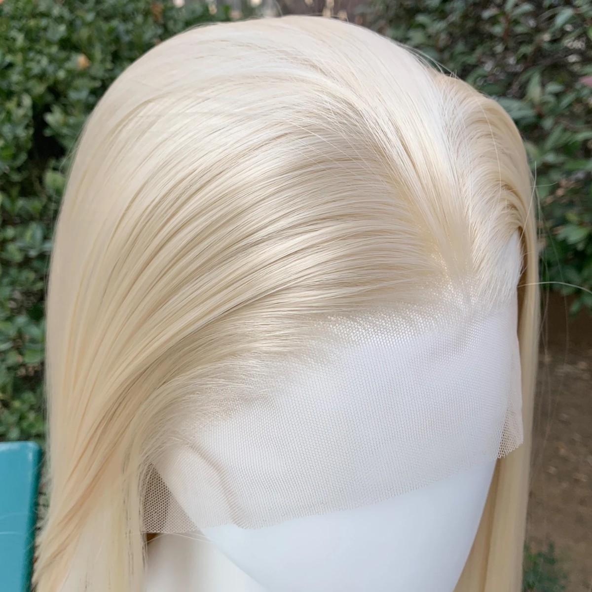 Lace Frontal Wig Bleach blonde Pre Plucked Long Straight Synthetic Hair
