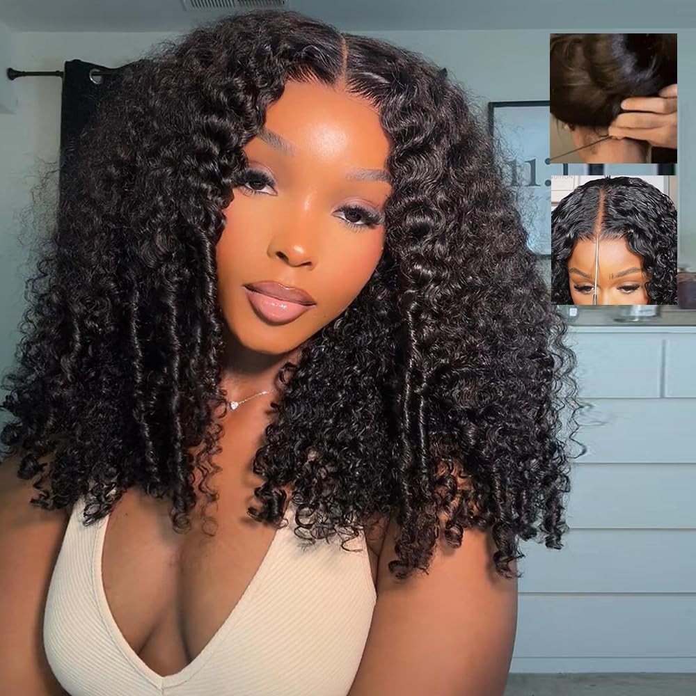 7×6 Curly Glueless Wig Human Hair, Pre-Plucked, 250% Density, HD Lace, 16in