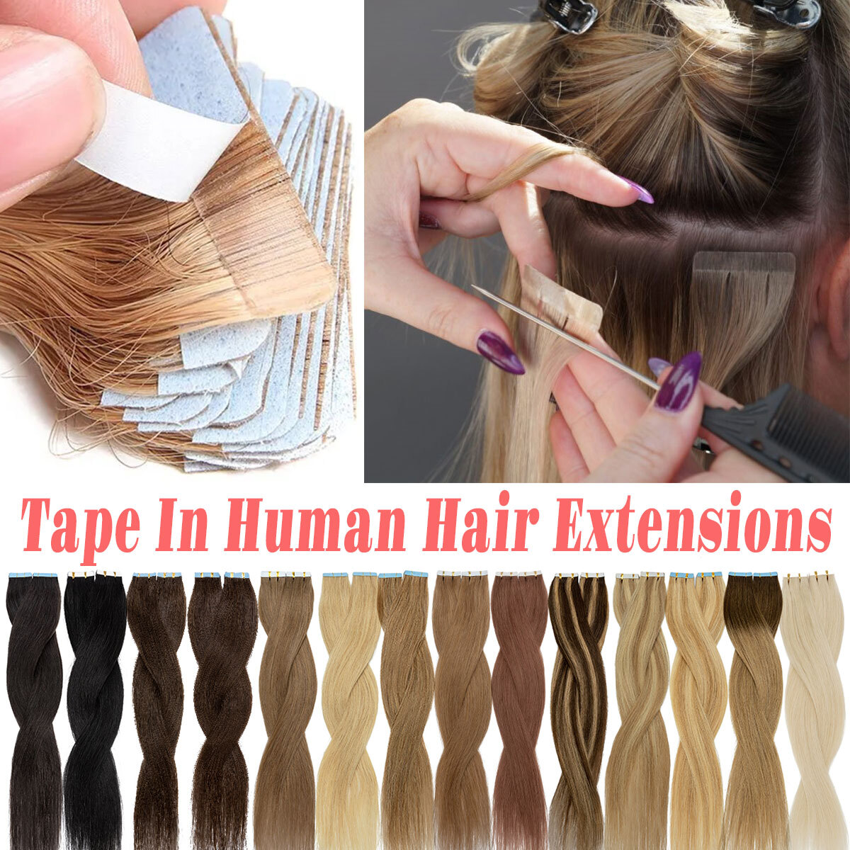 Thick Russian Tape In Remy Human Hair Extensions Skin Weft 10PCS-80PCS FULL HEAD