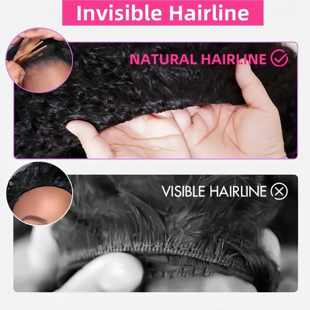 Curly Half Wig Human Hair 200 Density, Beginner-Friendly, Glueless 18″ Kinky Cur