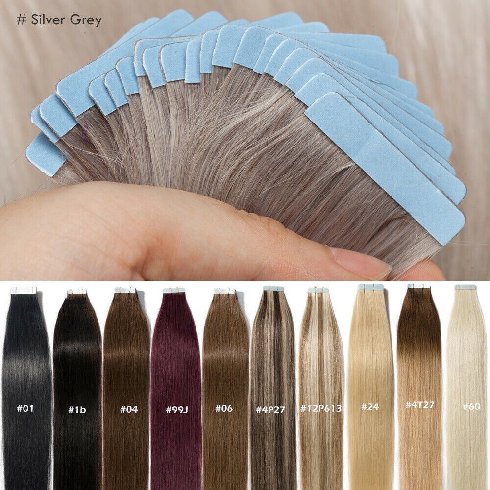 Invisible Tape In Human Hair Extensions Skin Weft Premium Hair Full Head 80pcs